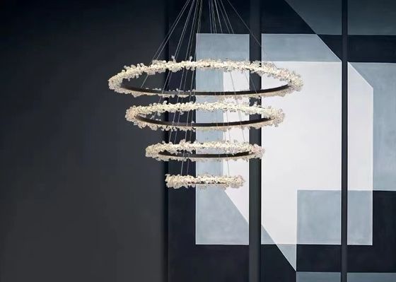 Modern Style Hanging Lighting Luxury Circle Rings Pendant Light Ceiling LED Crystal Chandelier