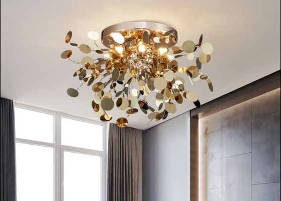Modern Hotel Project Customized Decorative High Ceiling Luxury Stainless Steel Ceiling Lamp