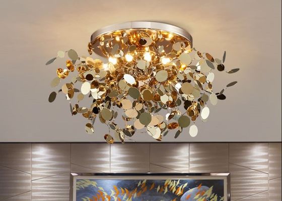 Modern Hotel Project Customized Decorative High Ceiling Luxury Stainless Steel Ceiling Lamp