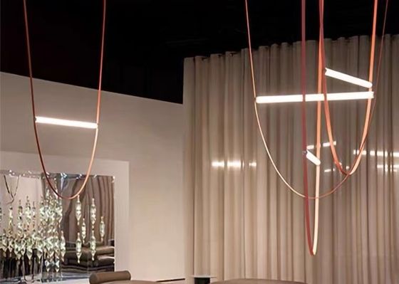 Nordic Home Restaurant Leather Lighting Modern Clearly Glass Shade large Chandelier For Bar