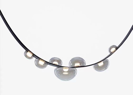 Restaurant Leather Lighting Modern Clearly Glass Shade large Chandelier For Bar