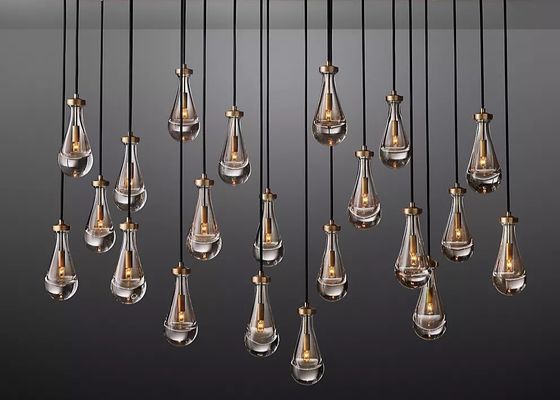 Modern Modern Brass Raindrop Rain Round Chandelier