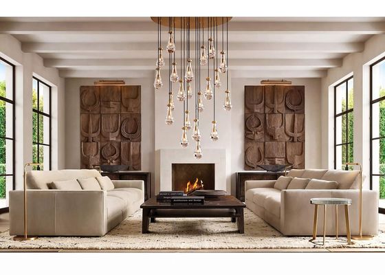 Modern Modern Brass Raindrop Rain Round Chandelier