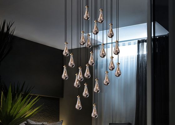 Modern Modern Brass Raindrop Rain Round Chandelier
