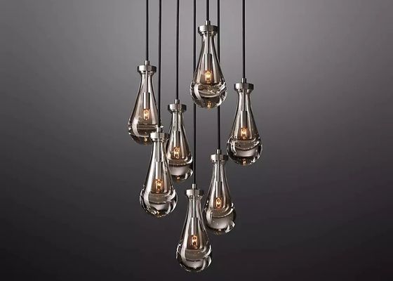 Modern Modern Brass Raindrop Rain Round Chandelier