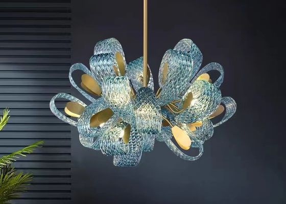 Luxury Hanging Fixture Firework Pendant Lights Led Lighting Modern Flower Glass Chandeliers And Lamps