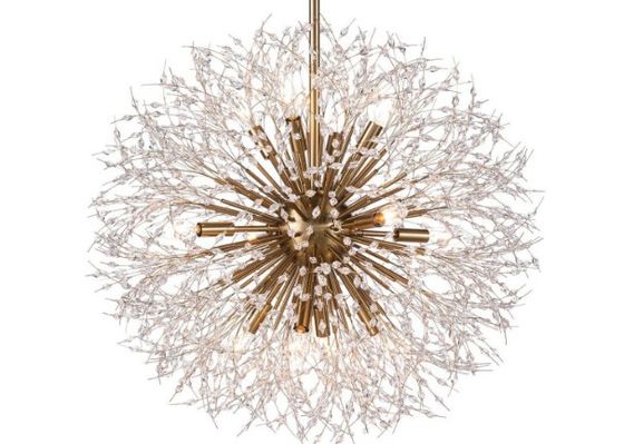 luxury round hanging fixture firework pendant lights led lighting modern glass crystal sputnik chandeliers