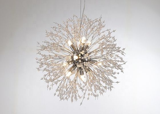 luxury round hanging fixture firework pendant lights led lighting modern glass crystal sputnik chandeliers