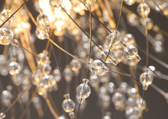 luxury round hanging fixture firework pendant lights led lighting modern glass crystal sputnik chandeliers