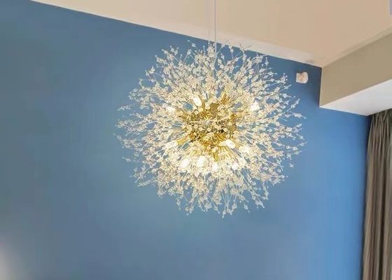 luxury round hanging fixture firework pendant lights led lighting modern glass crystal sputnik chandeliers