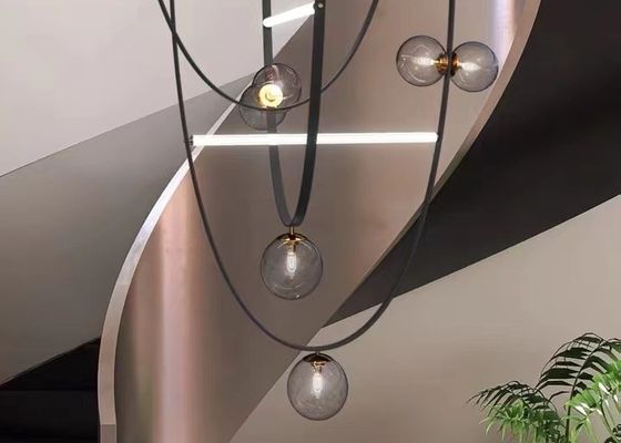 Nordic Home Restaurant Leather Lighting Modern Clearly Glass Shade large Chandelier For Bar