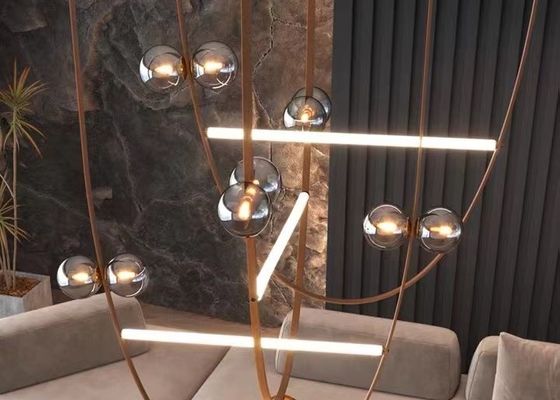 Nordic Home Restaurant Leather Lighting Modern Clearly Glass Shade large Chandelier For Bar