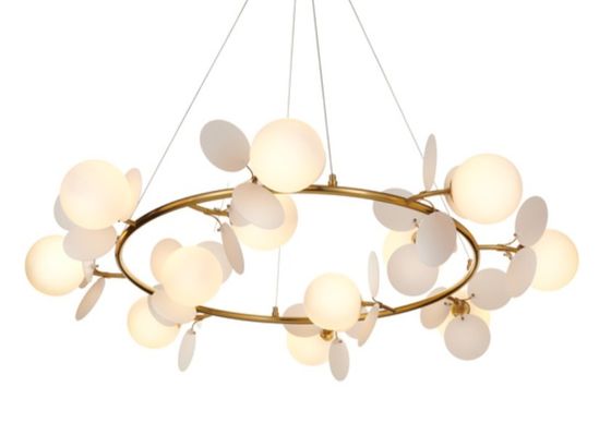 White Luxury Interior Round Ring And Big Villa Ceramic Pendant Lamp For Home